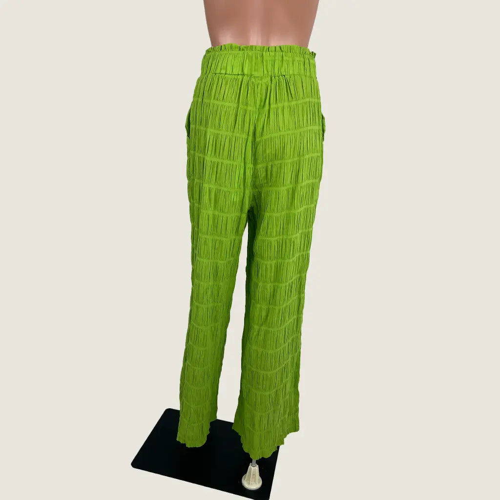 Back View of the Little Lies Cotton Green Pant
