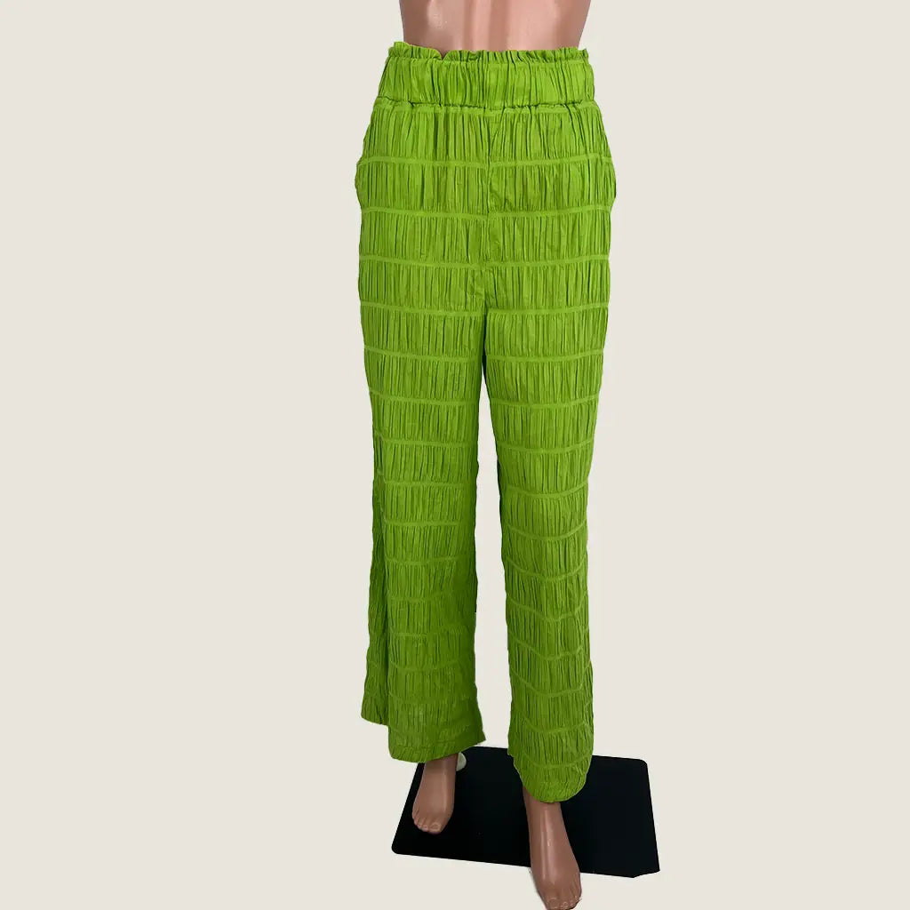 Front View of the Little Lies Cotton Green Pant