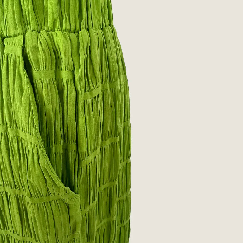 Front Detail View of the Little Lies Cotton Green Pant