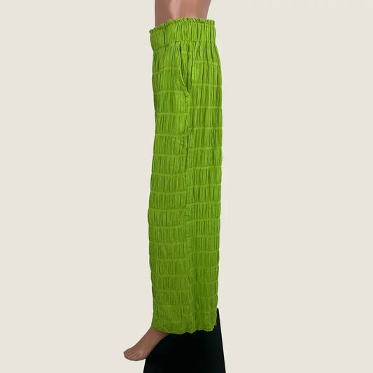 Side View of the Little Lies Cotton Green Pant