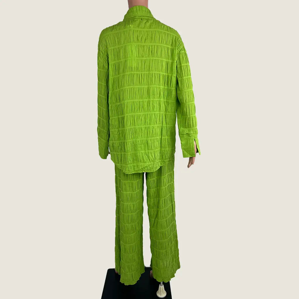 Back View of the Little Lies Cotton Green Pant Set