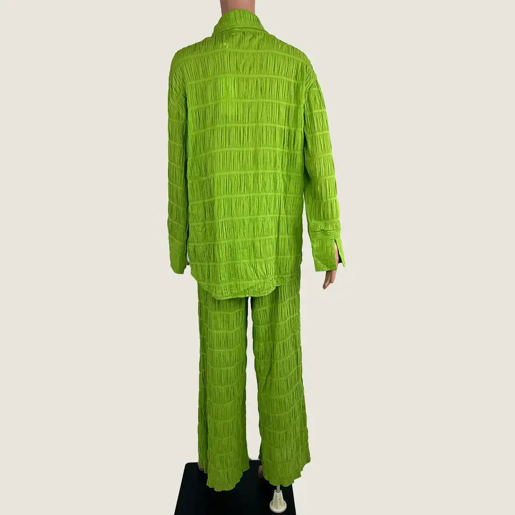 Back View of the Little Lies Cotton Green Blouse and Pant Set