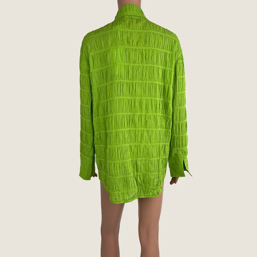 Back View of the Little Lies Cotton Green Blouse
