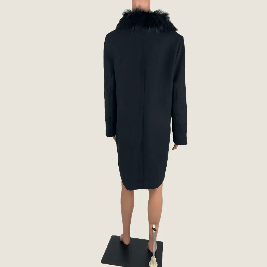 Back View of the Liz Jordan Faux Fur Collar Coat