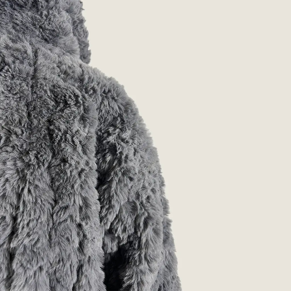 Back Detail View of the Liz Jordon Faux Fur Short Coat