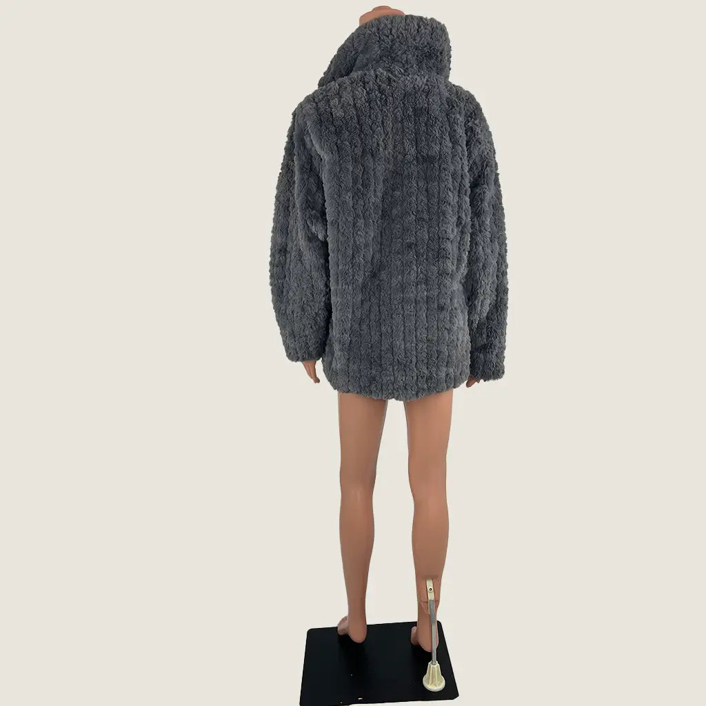 Back View of the Liz Jordon Faux Fur Short Coat