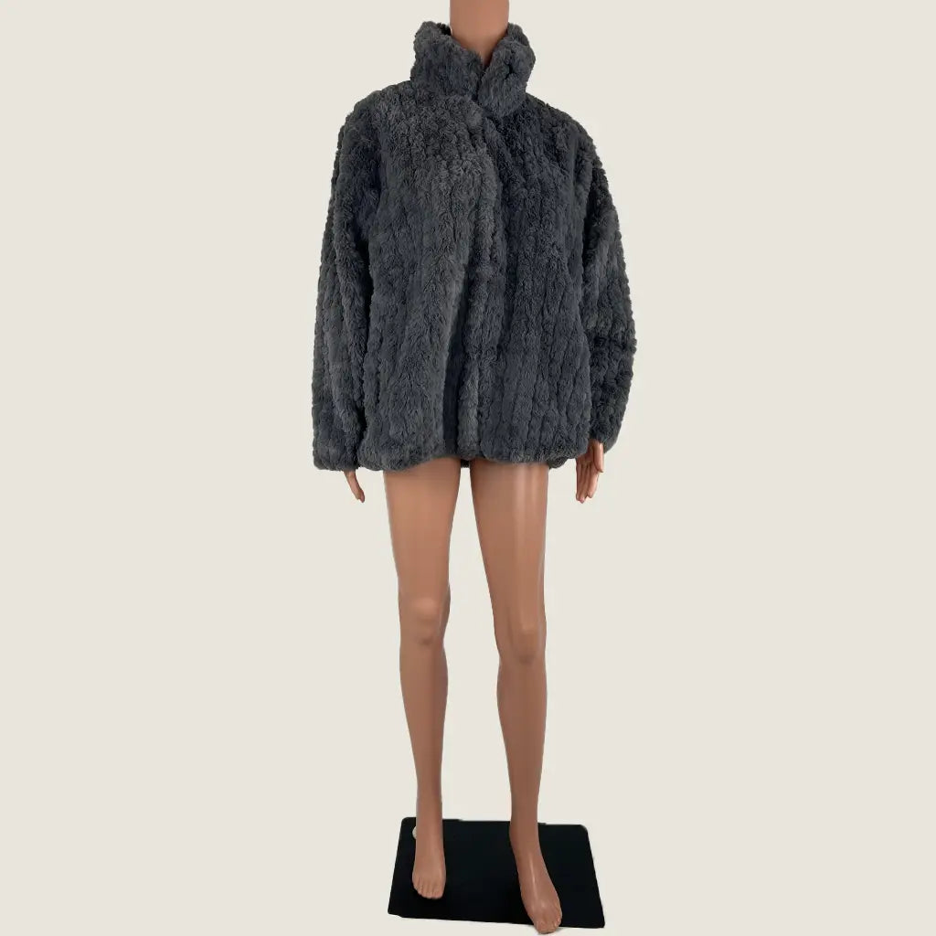 Front View of the Liz Jordon Faux Fur Short Coat