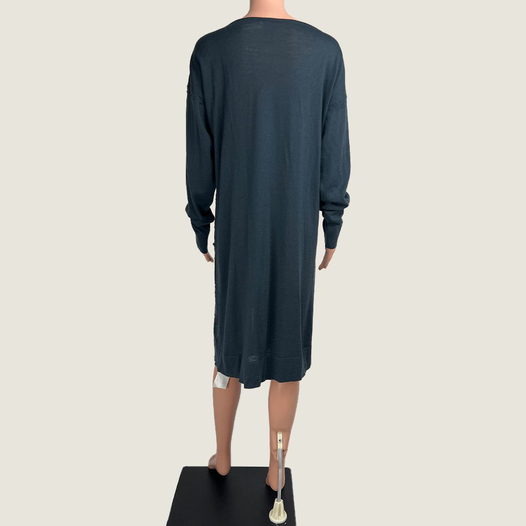 Back view Megan Park wool long-line cardigan