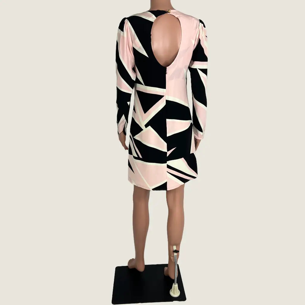 Back View of the Mimosa Midi Long Sleeve Open Back Dress