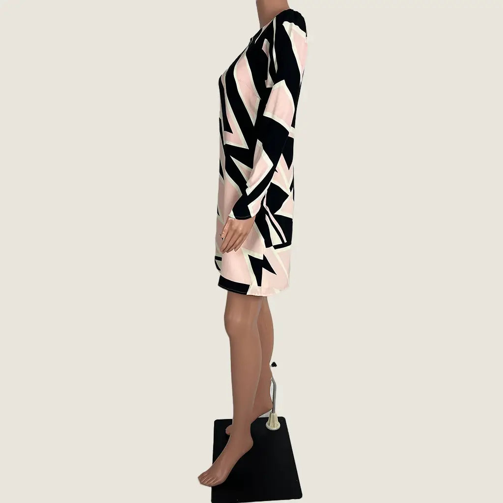 Side View of the Mimosa Midi Long Sleeve Open Back Dress