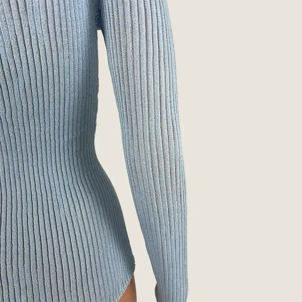 Back Sleeve Detail View on the Minima Scout Ribbed Knit Top