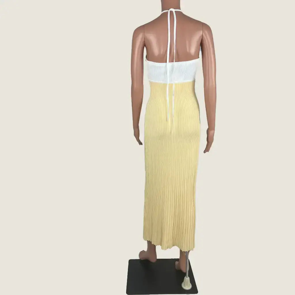 Back View of the Misha Morwenna Ribbed Midi Dress