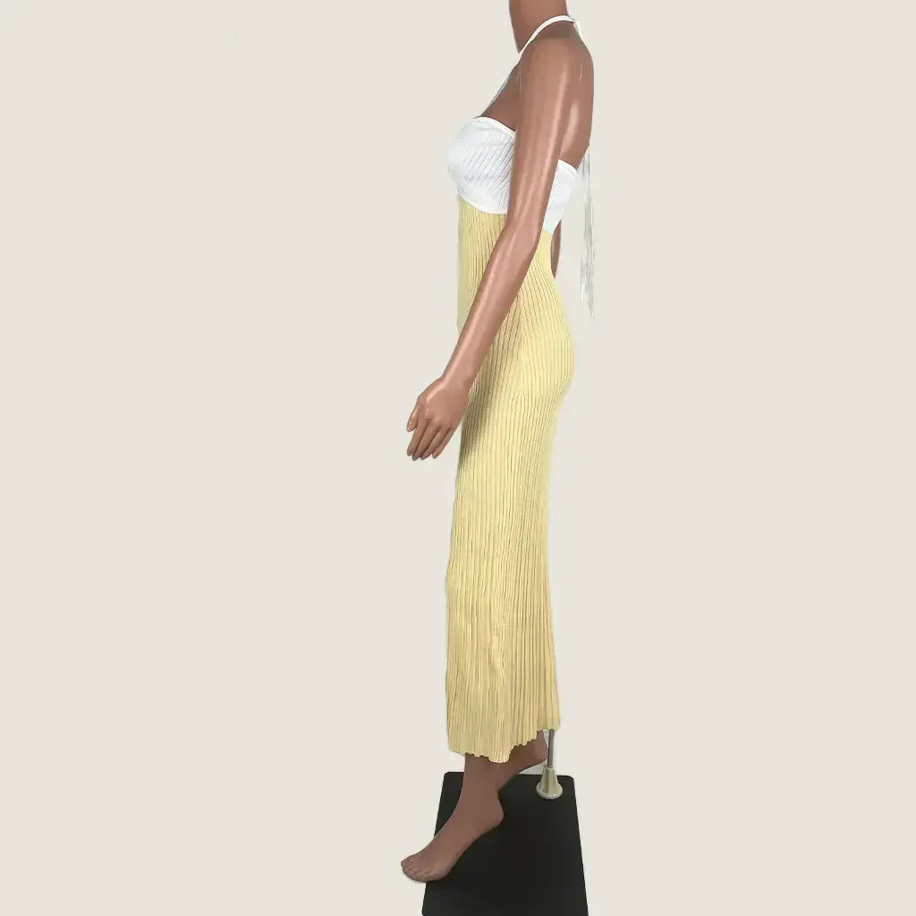 Side View of the Misha Morwenna Ribbed Midi Dress
