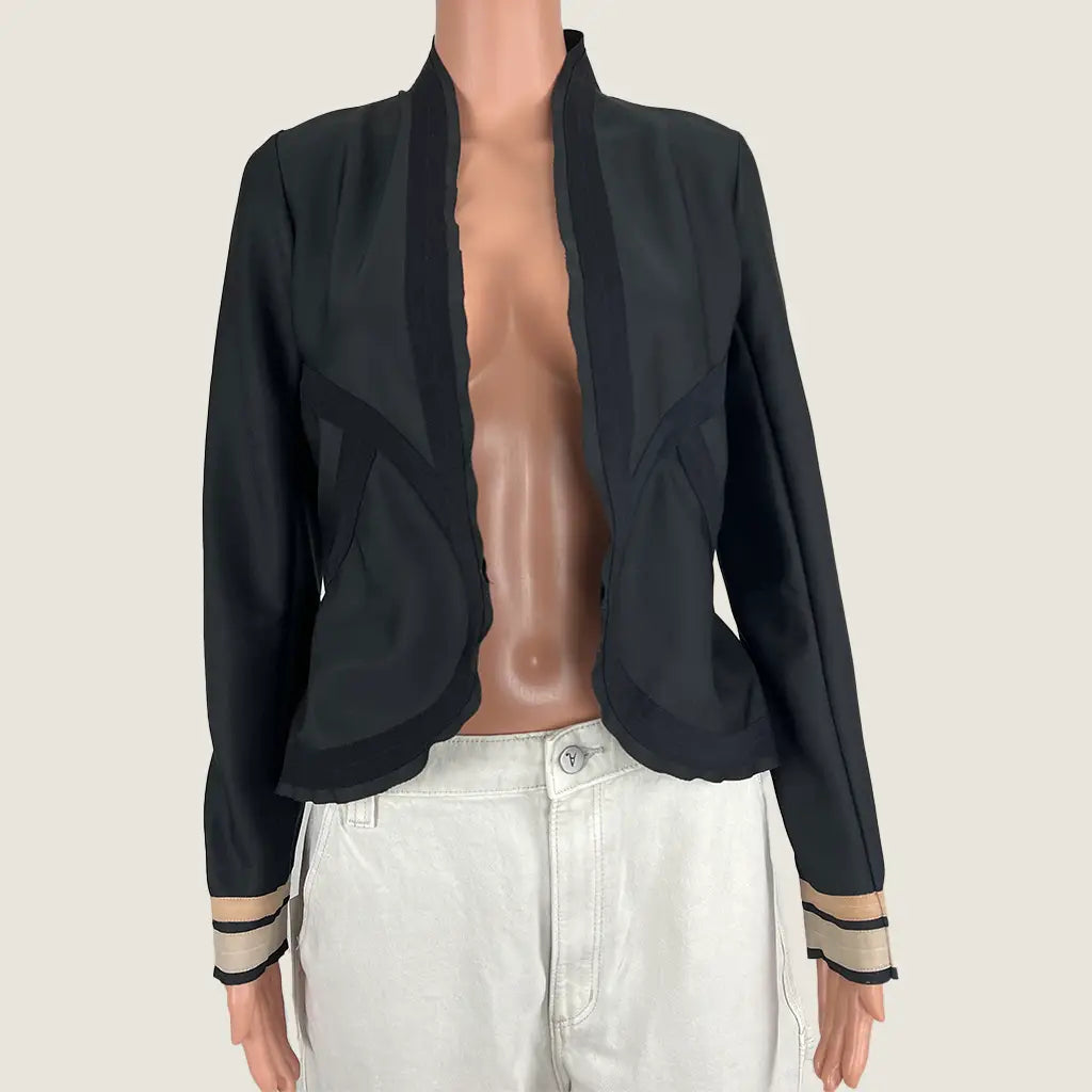 Front view of the Miss Mano Black Embroidered Floral