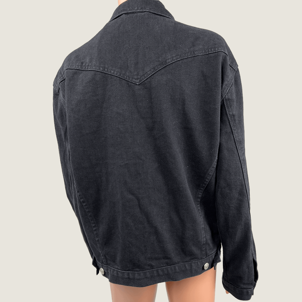 Princess Polly Black Denim Jacket Back