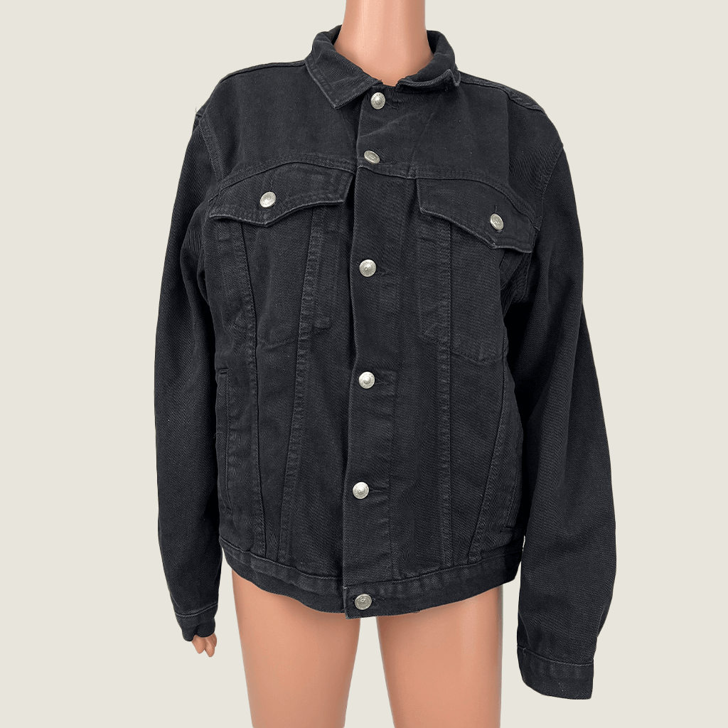 Princess Polly Black Denim Jacket Front