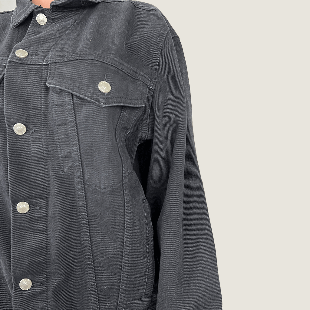 Princess Polly Black Denim Jacket Buttons