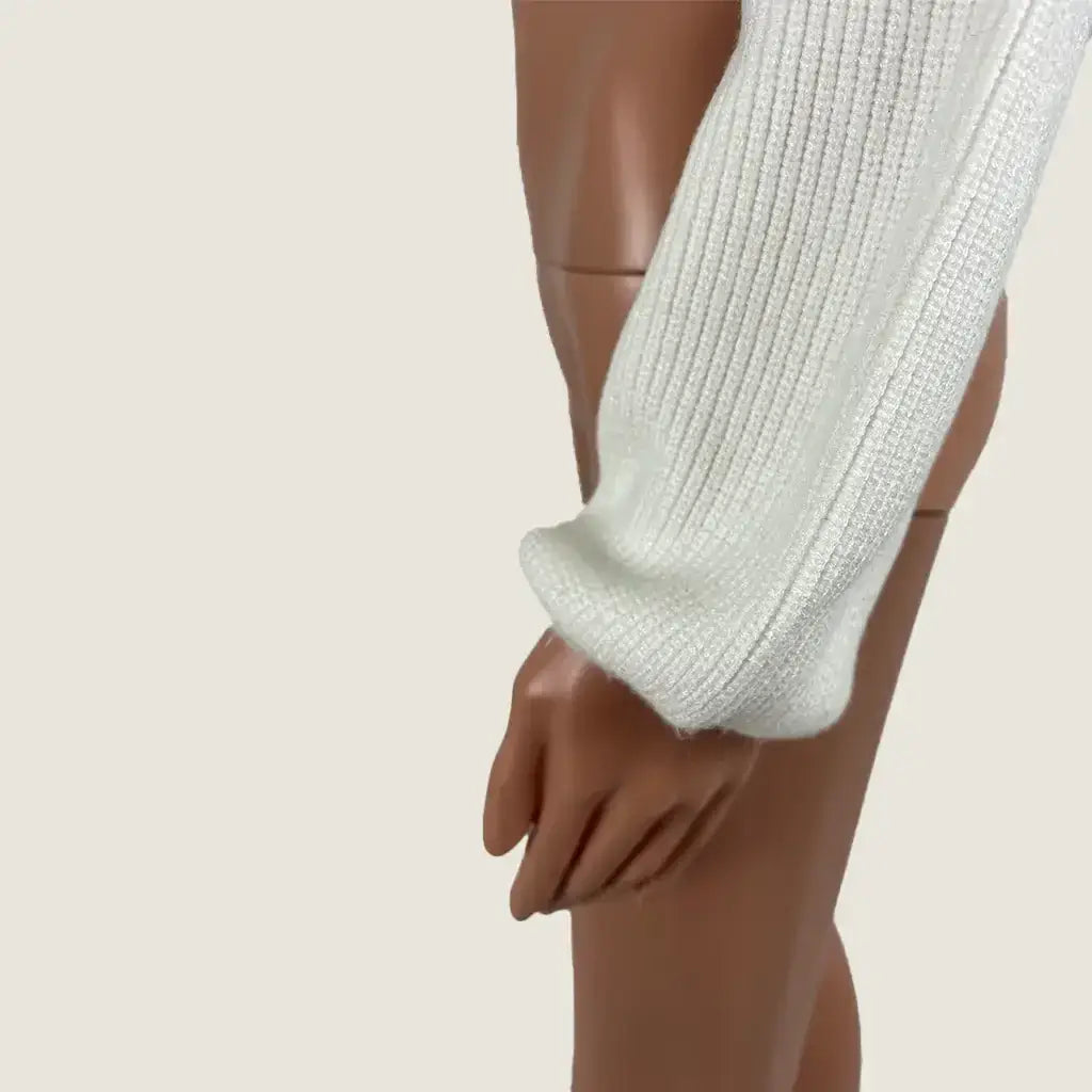 Side sleeve detail view of the My Girl Women's Cropped Knit Jumper