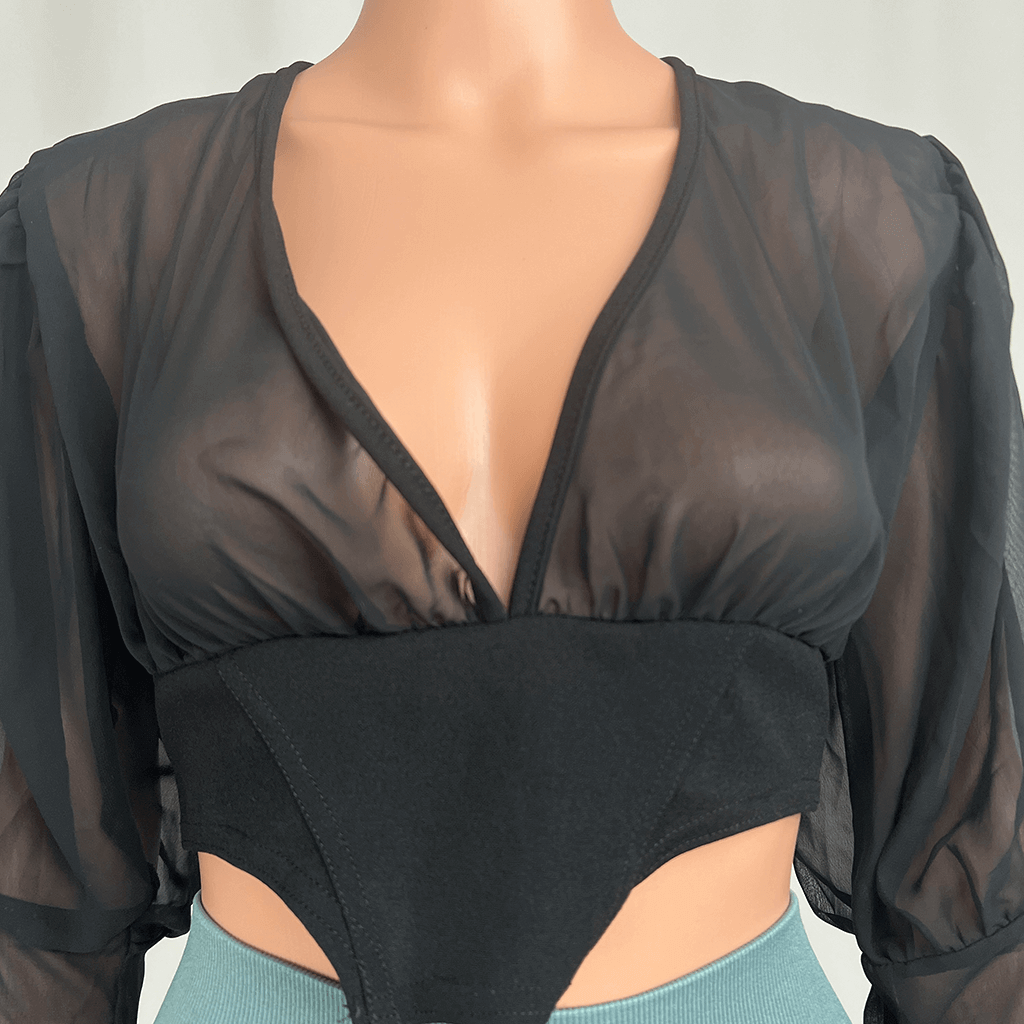Nasty Girl Black Semi-Sheer Blouse Neckline