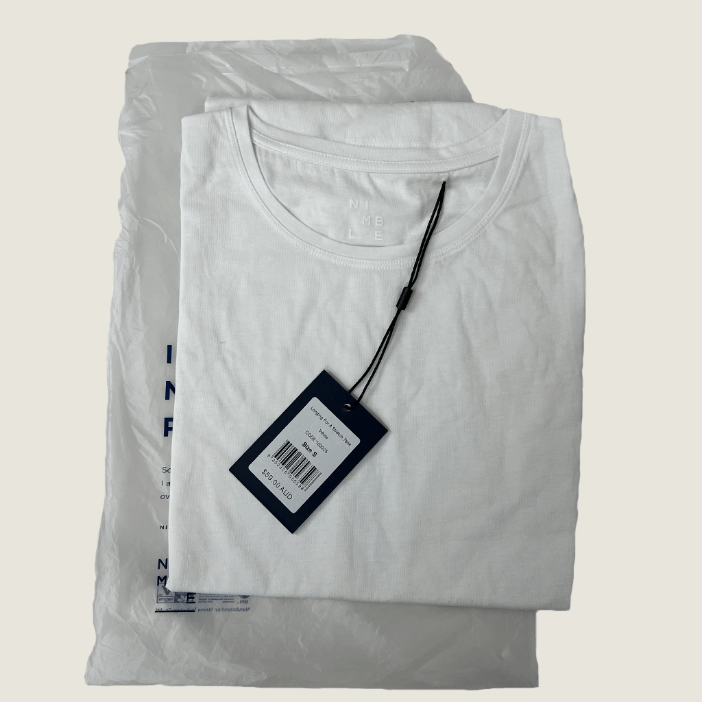 Nimble Women's White Long For A Stretch Tank With Bag