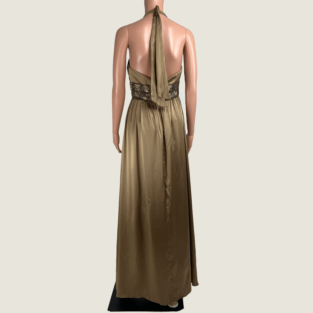 Oc by Oc Evening Maxi Halter Silk Dress Back