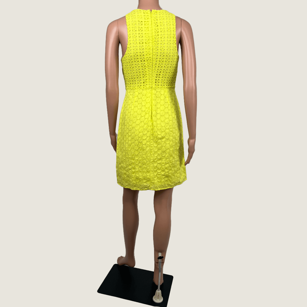 Summer Dress Lemon Cotton Lace Back
