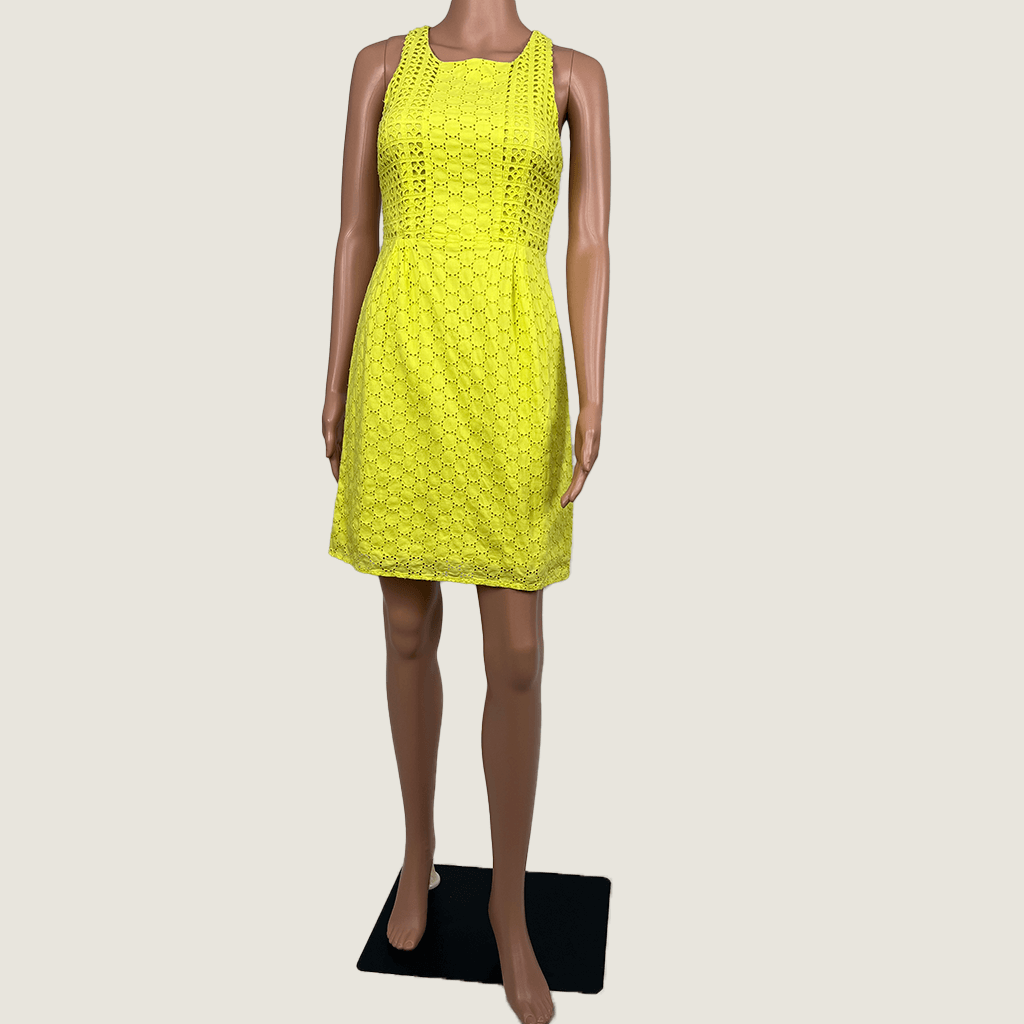Summer Dress Lemon Cotton Lace Front