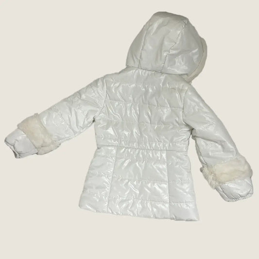 BAck View of the Original Marines Girls Puffer White With Faux Trim