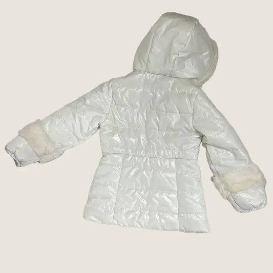 BAck View of the Original Marines Girls Puffer White With Faux Trim