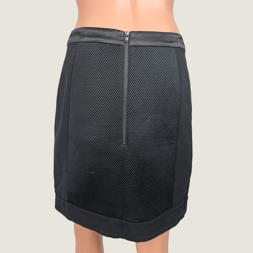 Oxford Black Mini Skirt Front Back