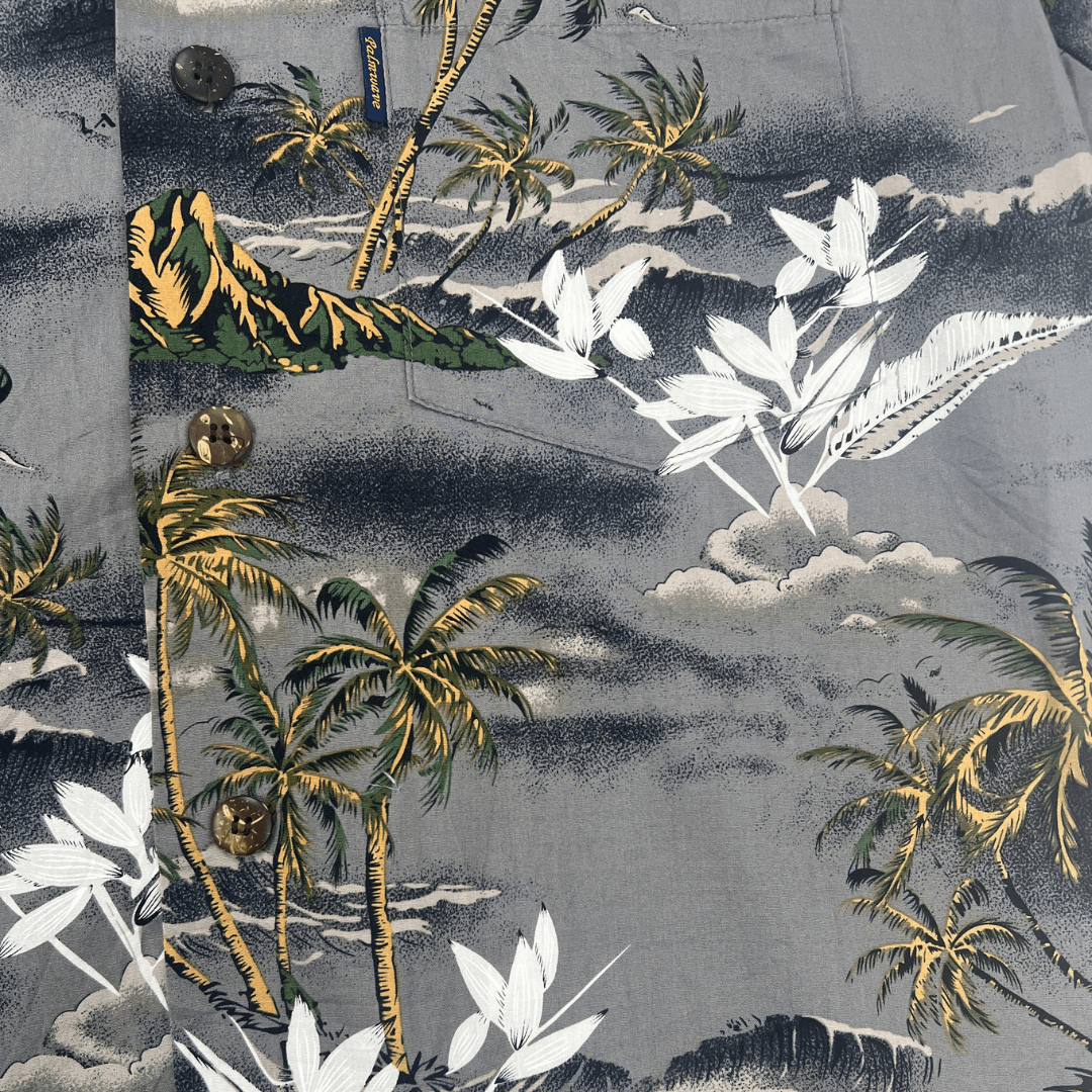Print detail view of the Palmwave Hawaiian shirt