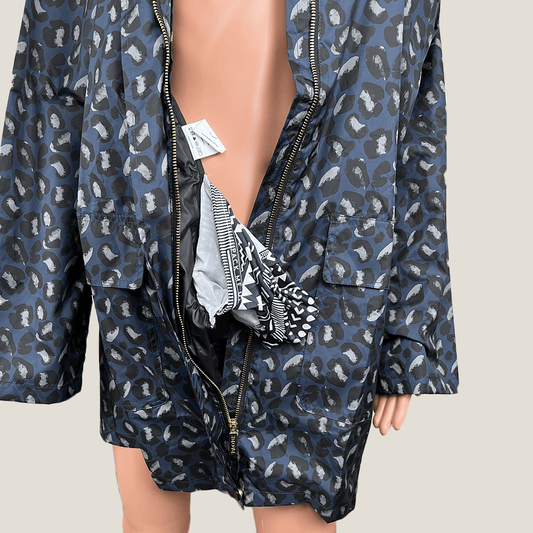Paqme 3/4 Womens Raincoat Geo Blue Pouch Inside