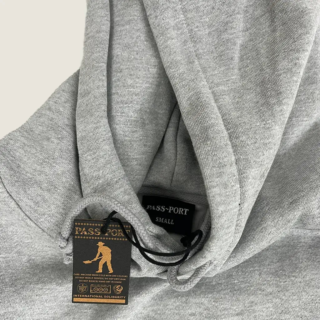 Front Hoodie View of the Pass Port Skateboards Corkscrew Embroidery Hood