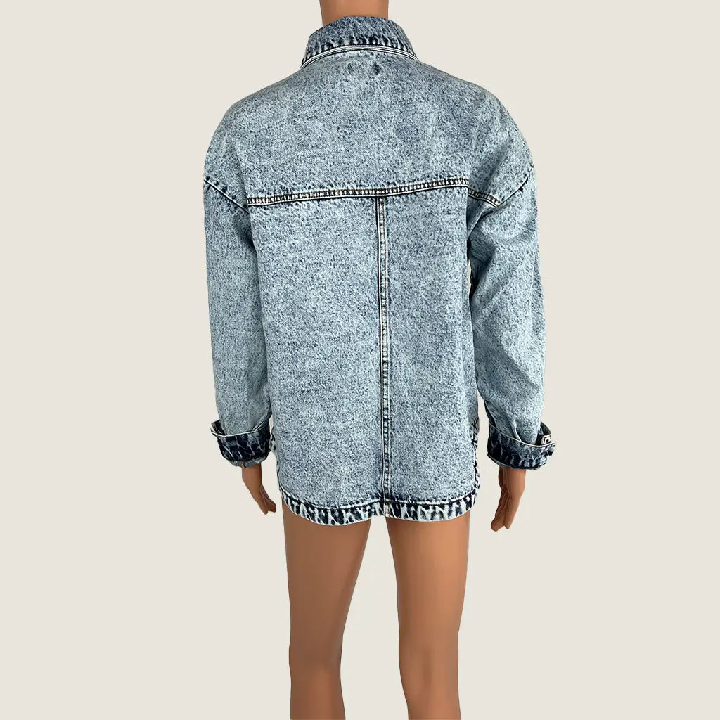 Back View of the Pink Diamond Idonea Oversized Denim Jacket