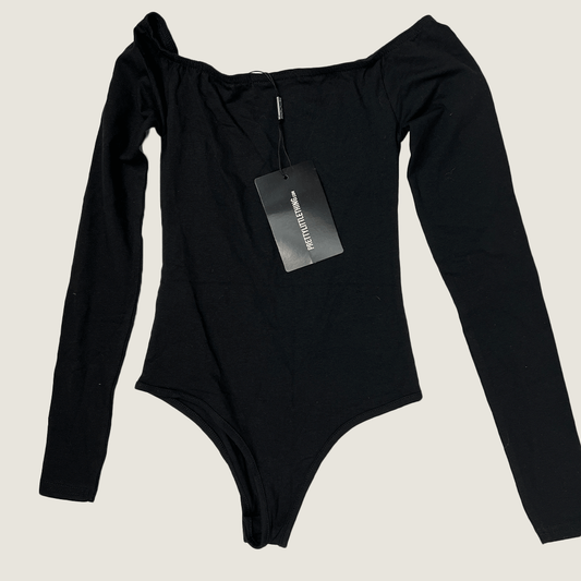 Prettylittlething Long Sleeve Bardot Bodysuit Back