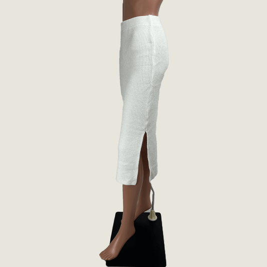 Side view of the Princess Polly Zanna midi knit skirt