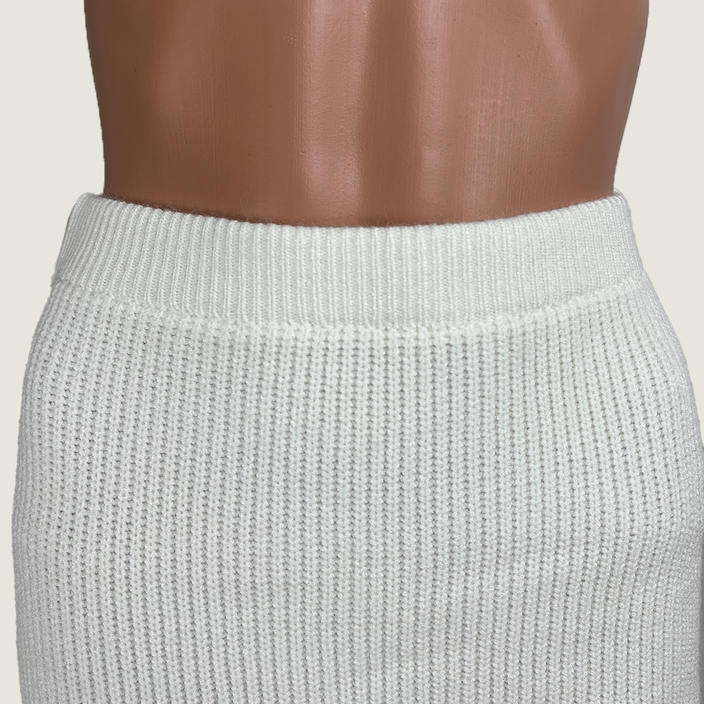 Front close up view of the waist on the Princess Polly Zanna midi knit skirt