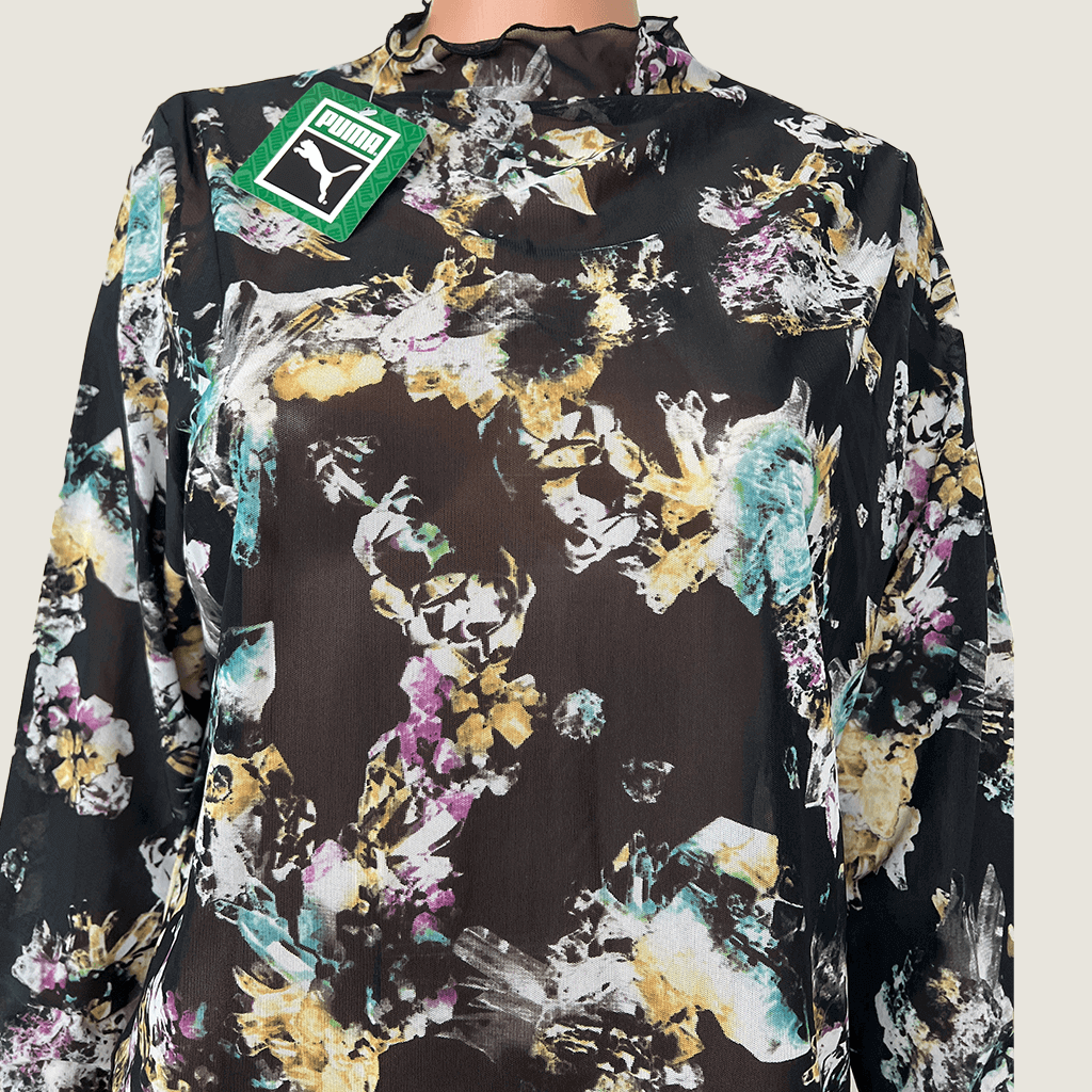 Crystal Galaxy Printed Long Sleeve Fitted Women's Tee Front Detail