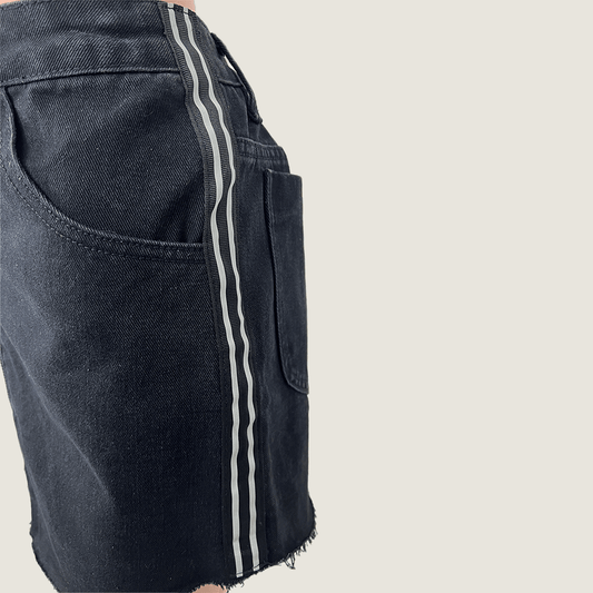 Black Denim Mini Skirt Side