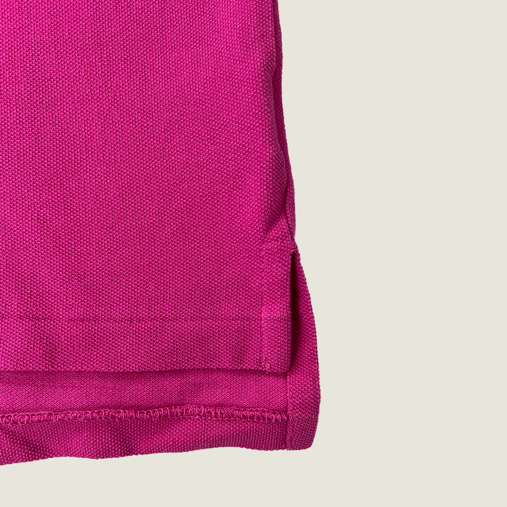 Front hem detail of the pink Ralph Lauren Short Sleeve Men's Polo
