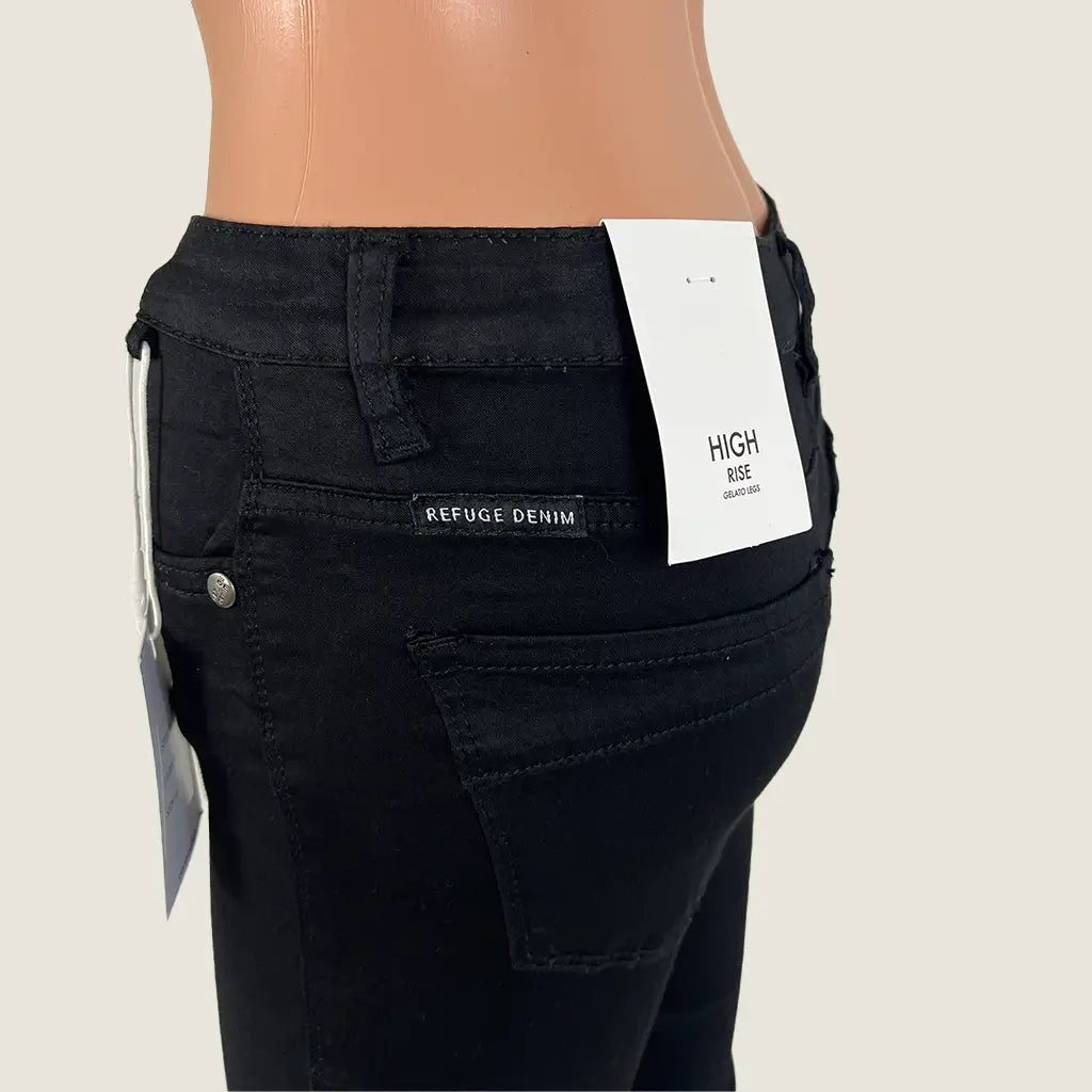Side Detail View of the Refuge Denim Gelato Legs Ladies Jean High Rise