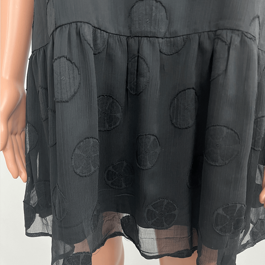 Reverse Black Sheer Midi Shift Dress Hem