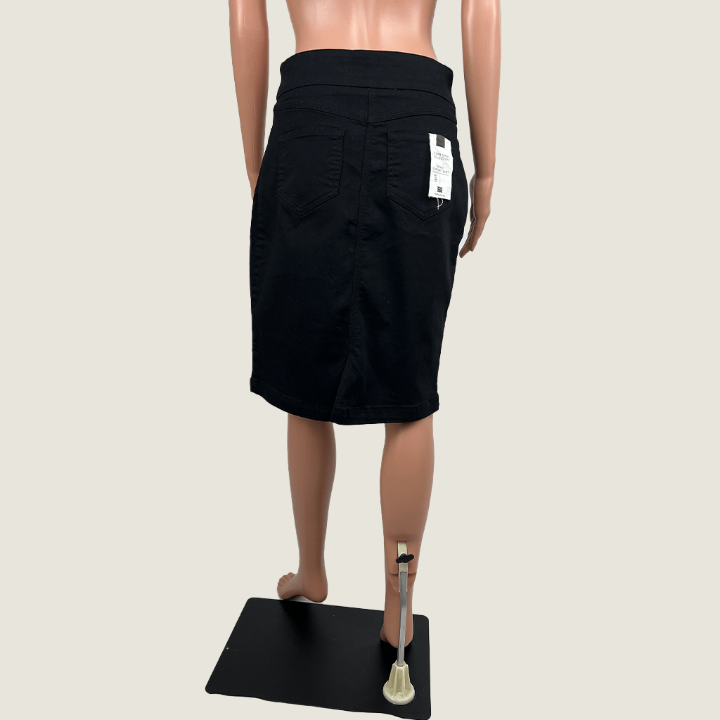 Back view of the Rivers Comfort stretch denim skirt