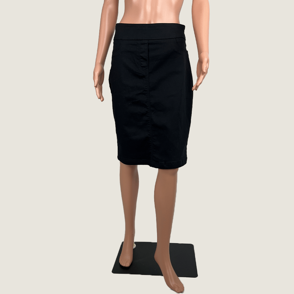 Front view of the Rivers Comfort stretch denim skirt