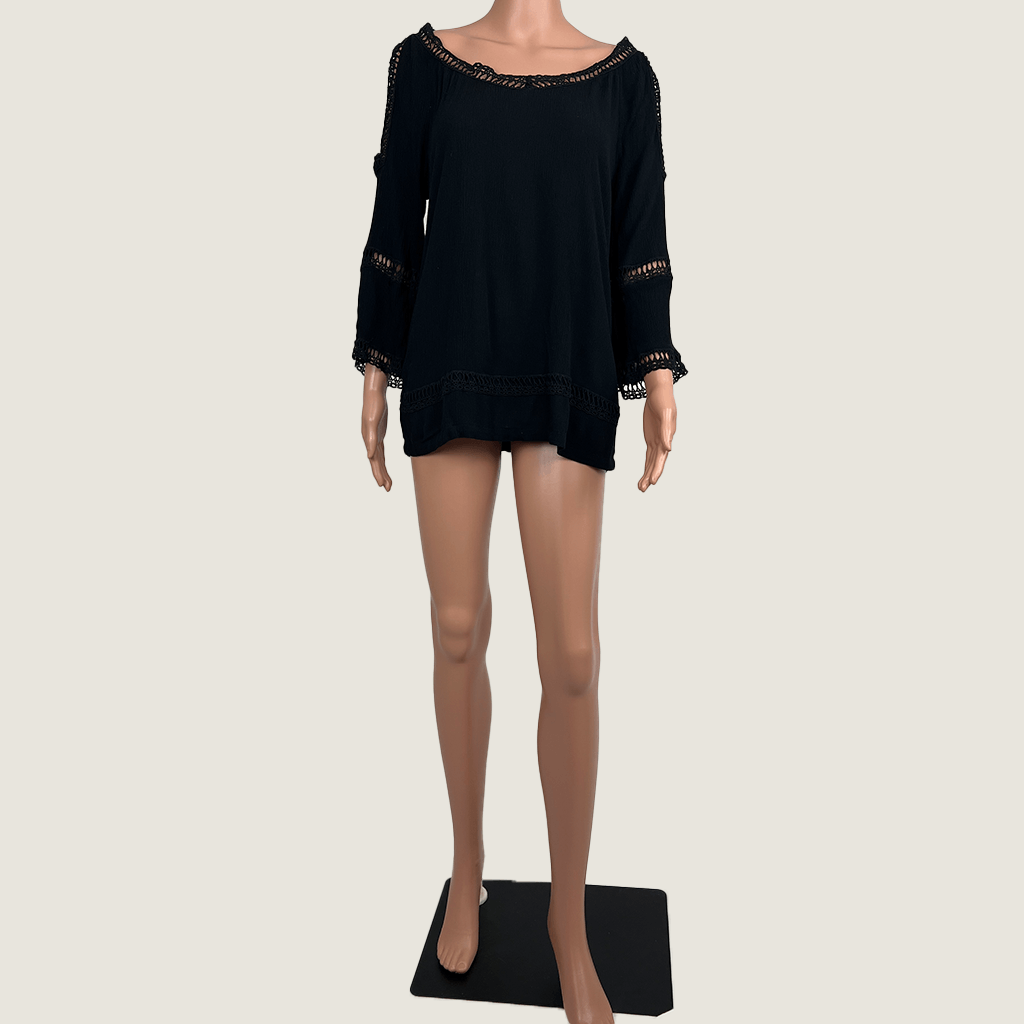 Rockmans Black Long Sleeve Top Front