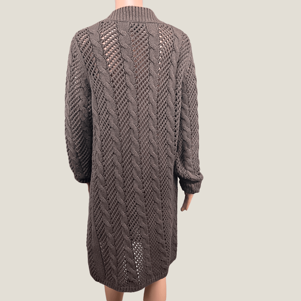 Rockmans Knit Long Open Cardigan Back