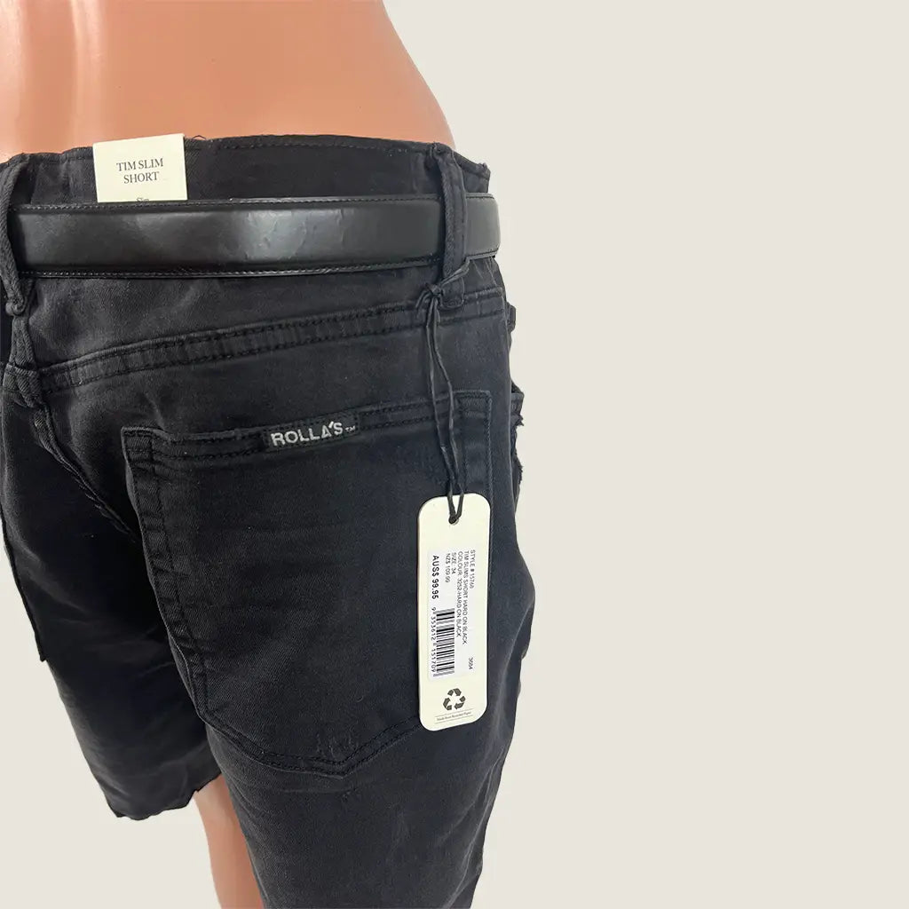 Back Detail View of the Rolla Tim Slims Men's Short Hard on Black