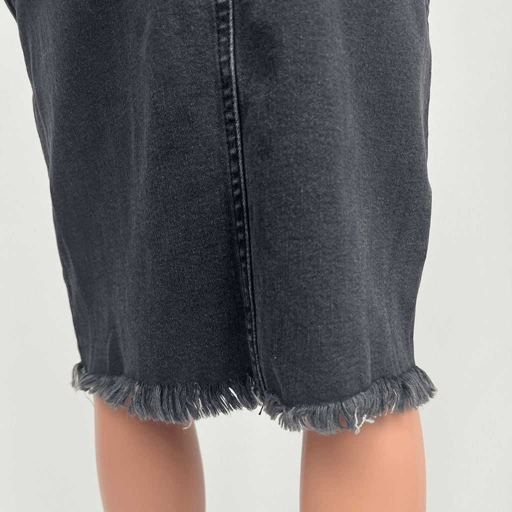 Sass Denim Midi Skirt Back Hem Detail