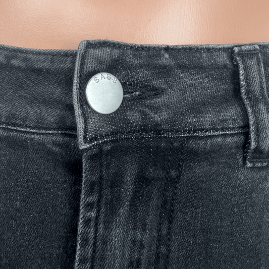 Sass Denim Midi Skirt Front Button Detail