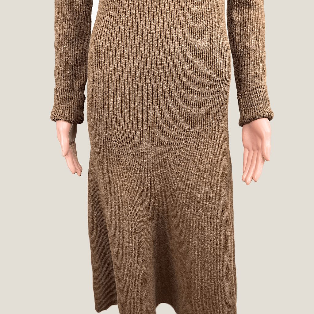 Seed Heritage Ribbed Long Sleeve Midi Dress Skirt Detail